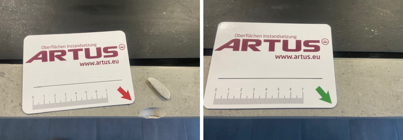 Abplatzung im Kantenbereich (Keramik)