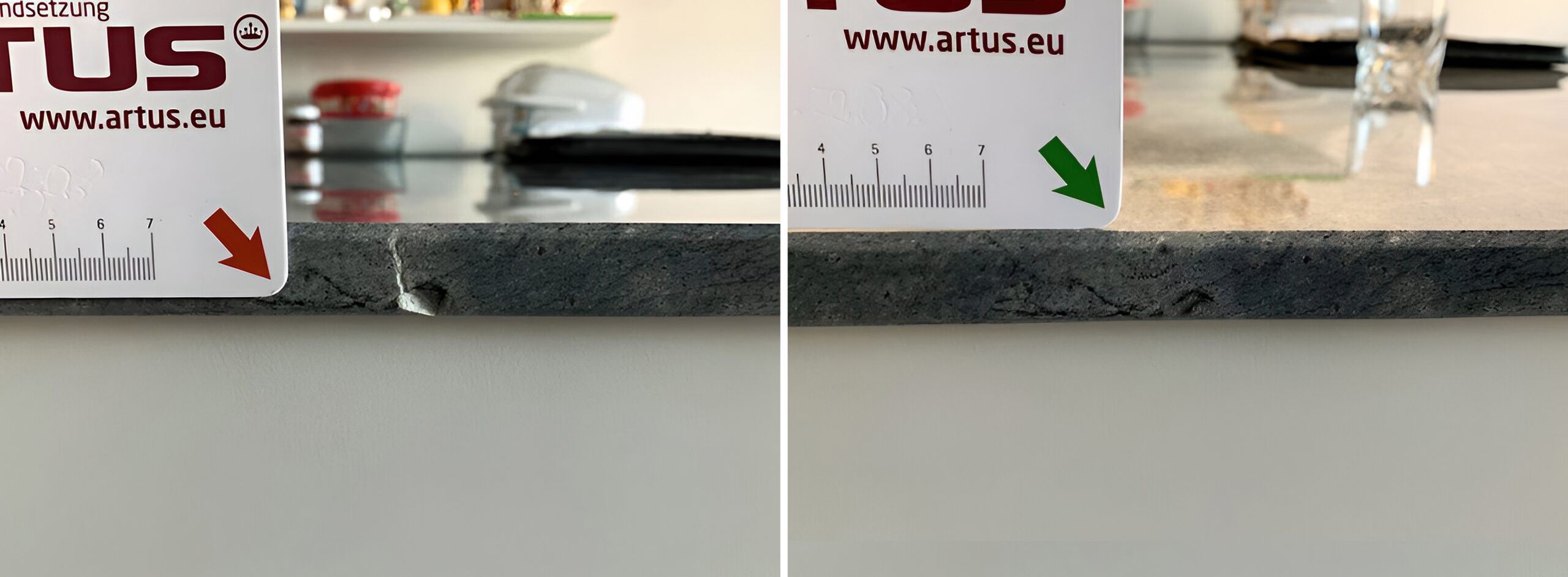 Abplatzung im Kantenbereich (Granit)